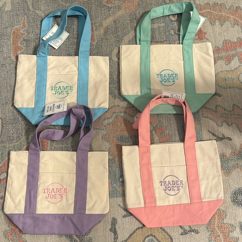 Trader Joe’s Pastel Mini Canvas Tote Bag- All Colors